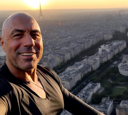 05816-_lora_Joe Rogan - Trigger w Joerogan Person_1_joerogan person taking a selfie on top of the eiffel tower around sunset. Golden h.png